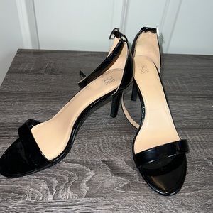 Black leather heels